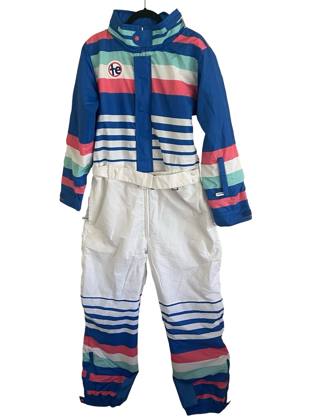 Tipsy Eleves White Blue Retro Ski Snow Suit XL